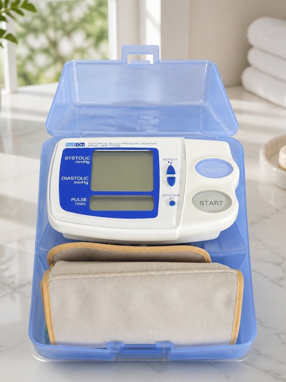 ReliOn Portable Blue Home Blood Pressure Monitor with Carry Case